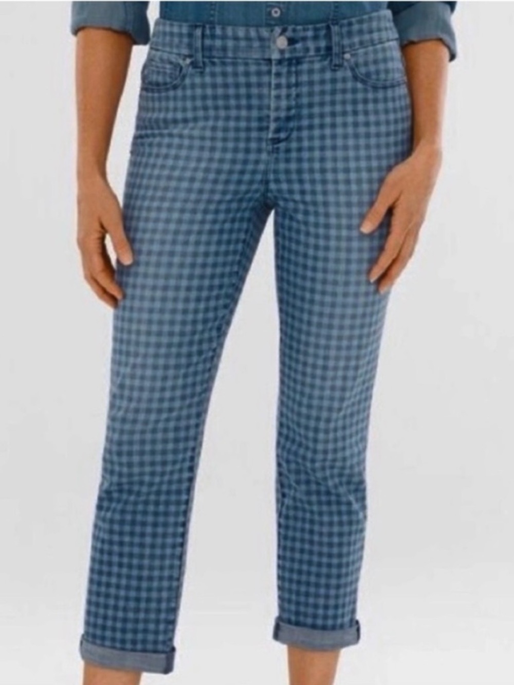 🍒CHICO’S Gingham Girlfriend 10.5” High Waist Crop Jeans